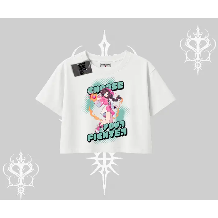 Oversize Crop Tshirt Oversize  Anime Kız Desenli Japon Stil