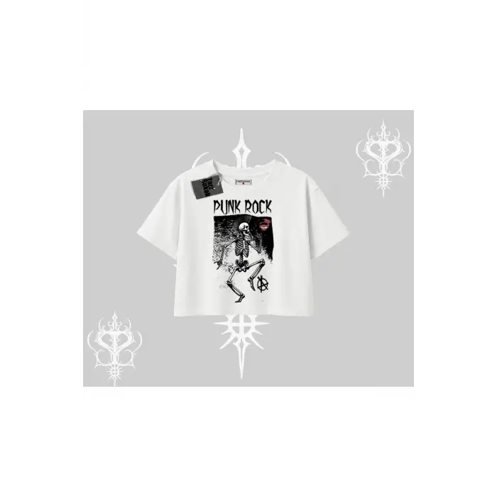 Oversize Crop Tshirt Punk Rock Chaos Skeleton Riot