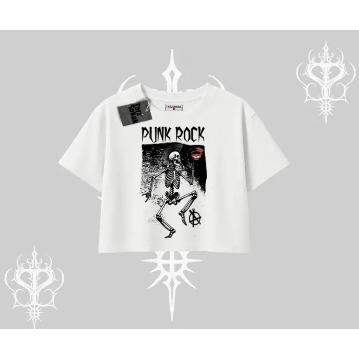 Oversize Crop Tshirt Punk Rock Chaos Skeleton Riot