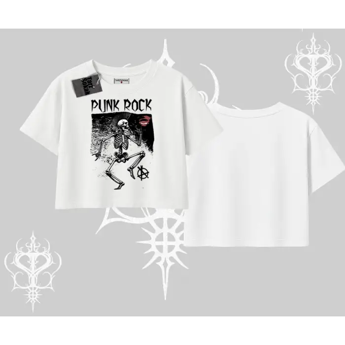 Oversize Crop Tshirt Punk Rock Chaos Skeleton Riot