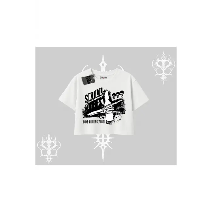 Oversize Crop Tshirt Skull Impact Bone Chilling Street Icon