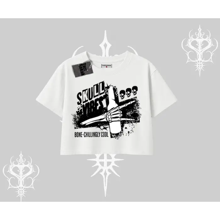 Oversize Crop Tshirt Skull Impact Bone Chilling Street Icon