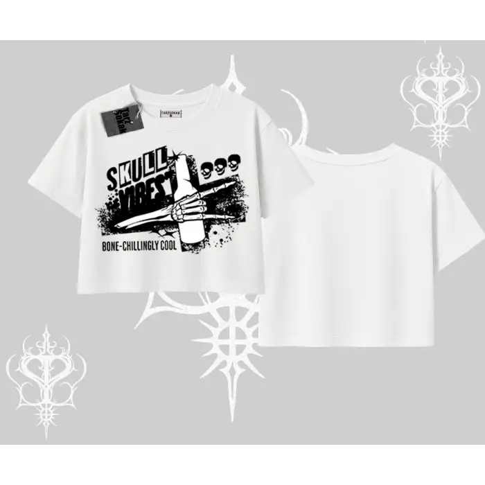 Oversize Crop Tshirt Skull Impact Bone Chilling Street Icon
