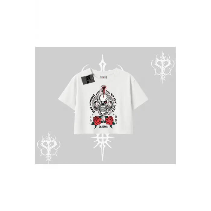 Oversize Crop Tshirt Stay Humble Work Hard Enjoy Life