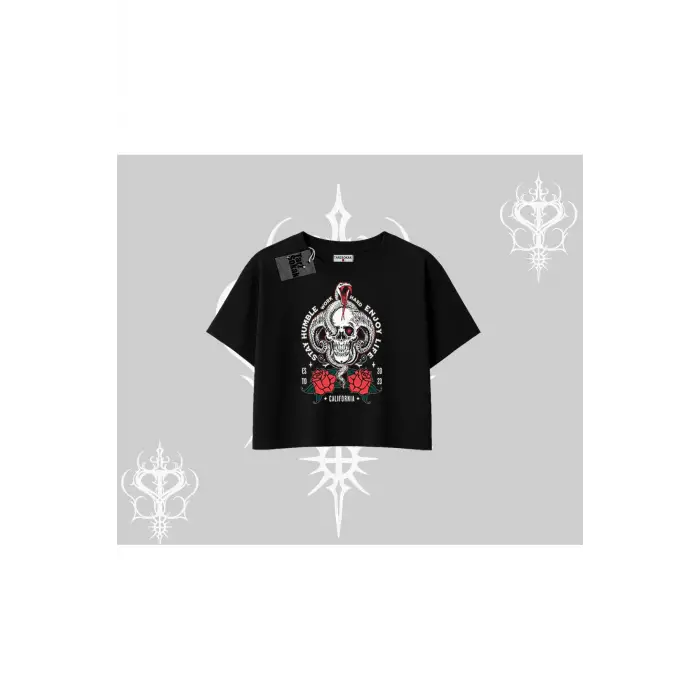 Oversize Crop Tshirt Stay Humble Work Hard Enjoy Life