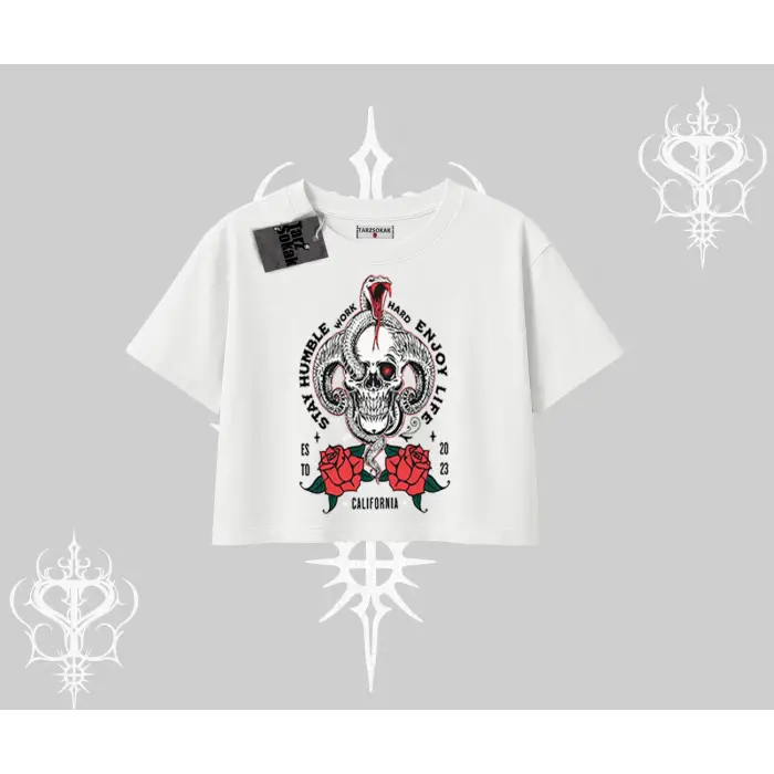 Oversize Crop Tshirt Stay Humble Work Hard Enjoy Life