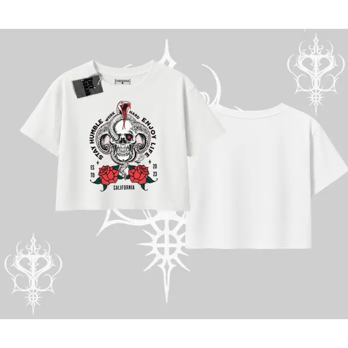 Oversize Crop Tshirt Stay Humble Work Hard Enjoy Life