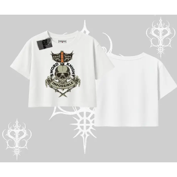 Oversize Crop Tshirt Sword Knight Skull Impossible Street Creed