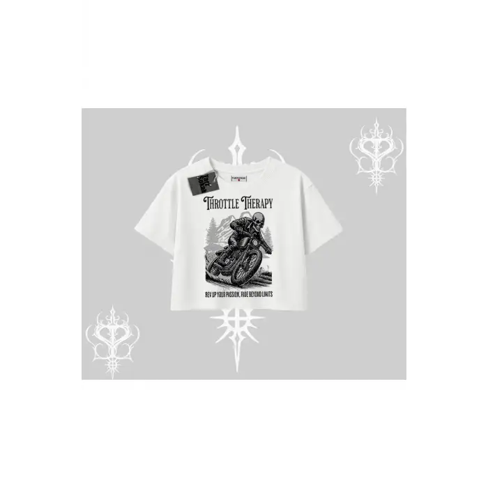Oversize Crop Tshirt Throttle Therapy No Brakes Just Freedom