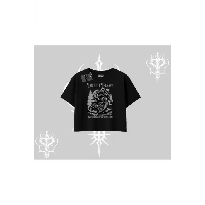 Oversize Crop Tshirt Throttle Therapy No Brakes Just Freedom