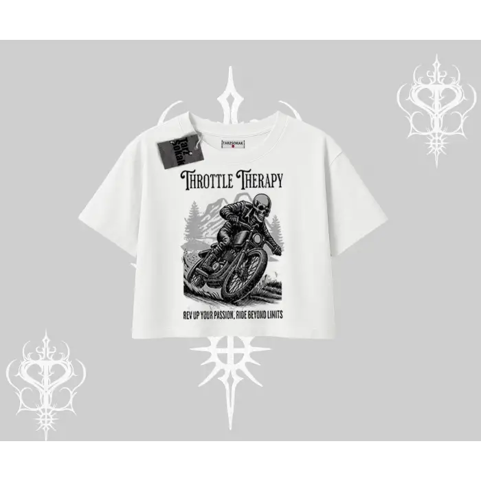 Oversize Crop Tshirt Throttle Therapy No Brakes Just Freedom