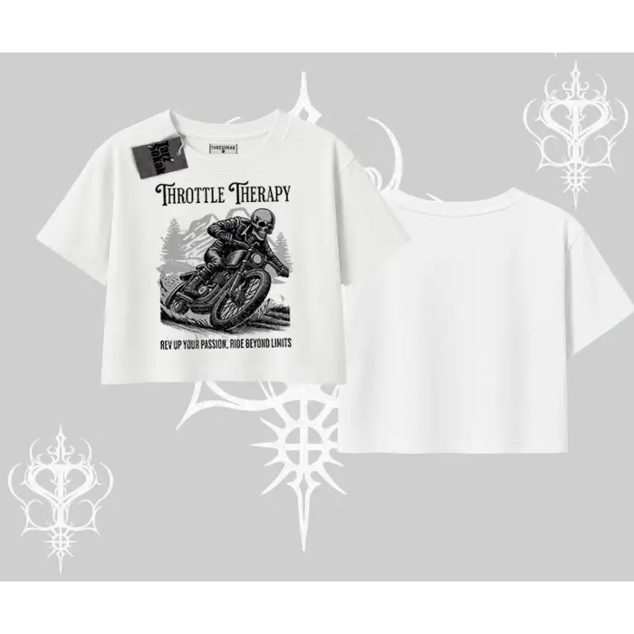 Oversize Crop Tshirt Throttle Therapy No Brakes Just Freedom