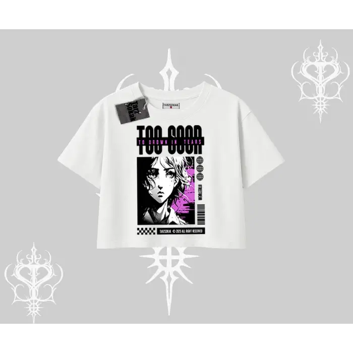 Oversize Crop Tshirt Too Good Anime Girl Grafik Baskılı