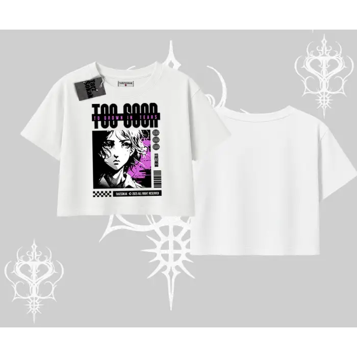 Oversize Crop Tshirt Too Good Anime Girl Grafik Baskılı