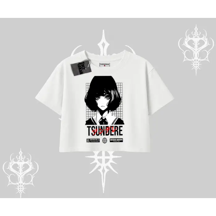 Oversize Crop Tshirt Tsundere Anime Japanese Style Baskılı