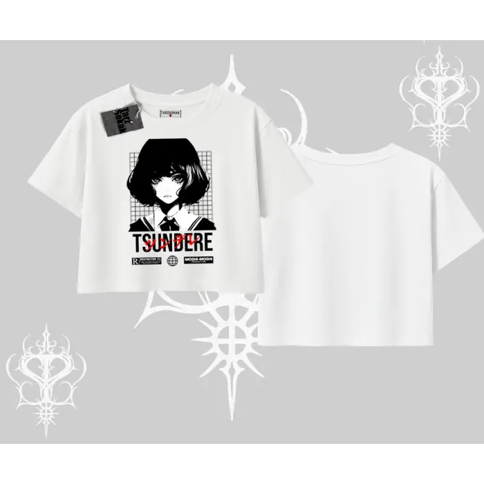 Oversize Crop Tshirt Tsundere Anime Japanese Style Baskılı