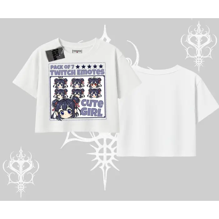 Oversize Crop Tshirt Twitch Emotes Cute Girl Anime Expression