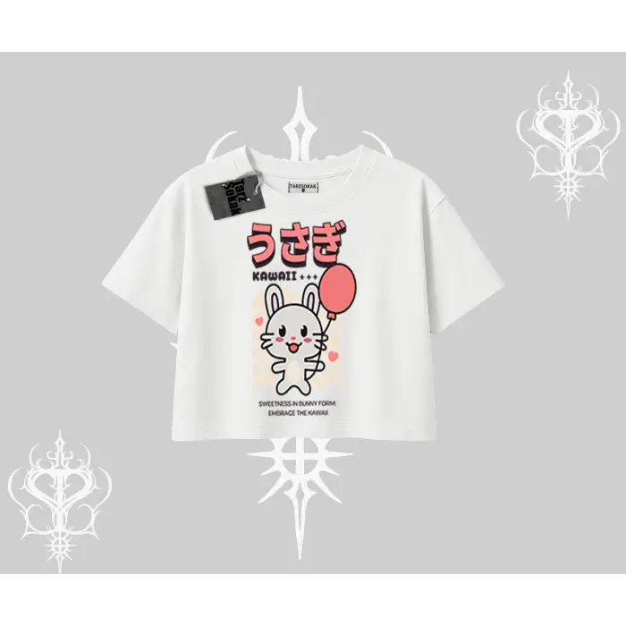 Oversize Crop Tshirt Usagi Kawaii Cute Heart Energy