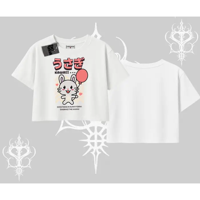 Oversize Crop Tshirt Usagi Kawaii Cute Heart Energy