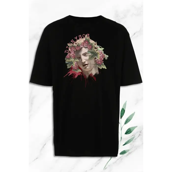 Oversize Mitoloji Dıonysos Baskılı Tişört