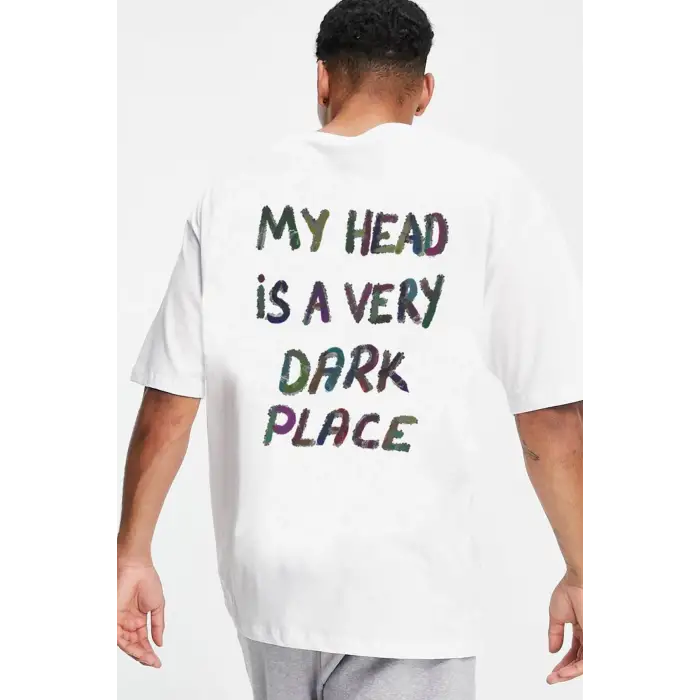 Oversize Murky Baskılı Beyaz Tshirt NRAGE228