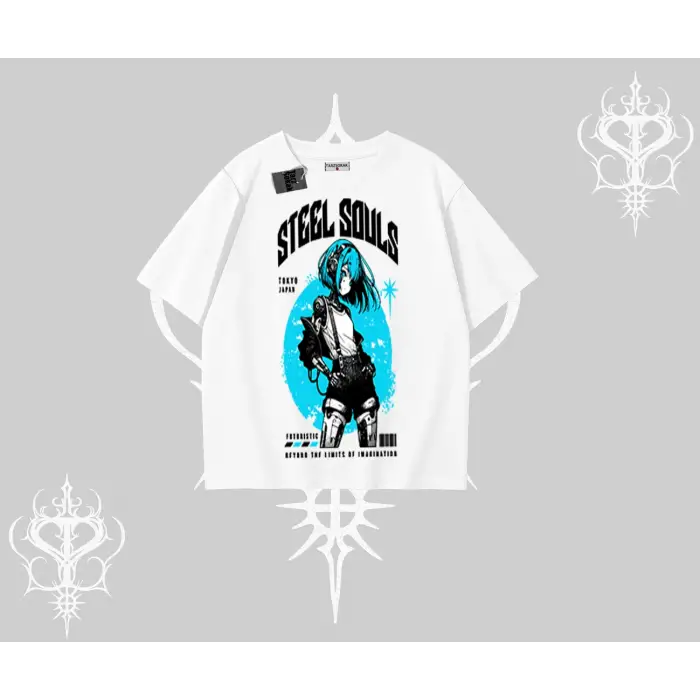 Oversize Tshirt Anime Cyberpunk Kız Baskılı