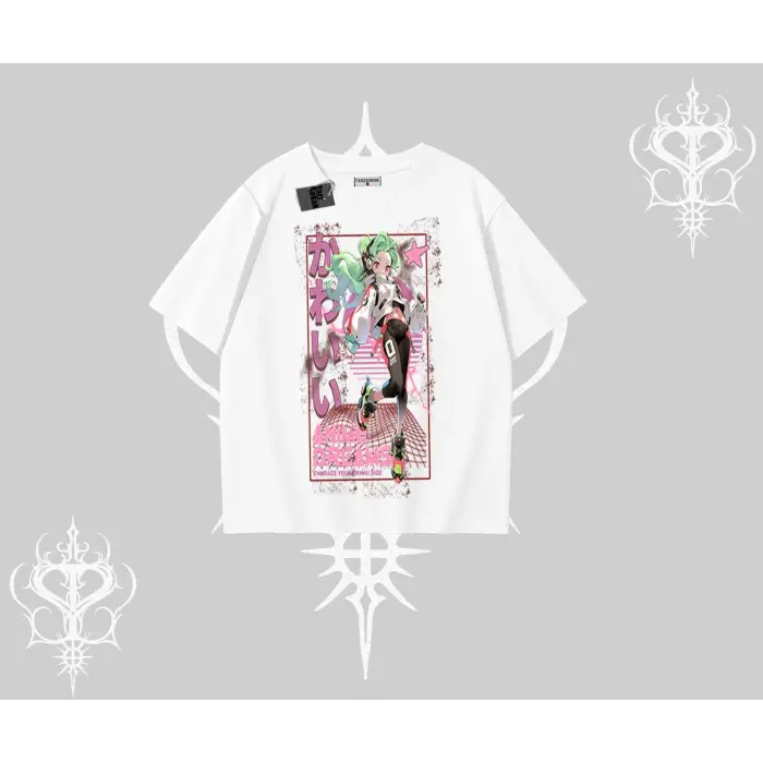 Oversize Tshirt Anime Kawaii Japon Kız Desenli