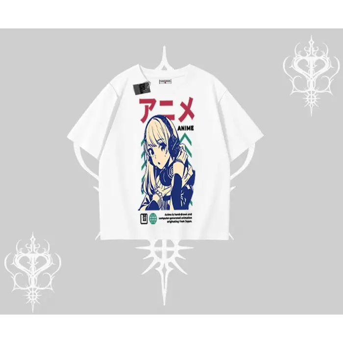 Oversize Tshirt Anime Kız Desenli Japon Tarzı