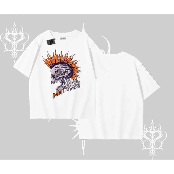 Oversize Tshirt Burning Skull Rebel Street Anthem