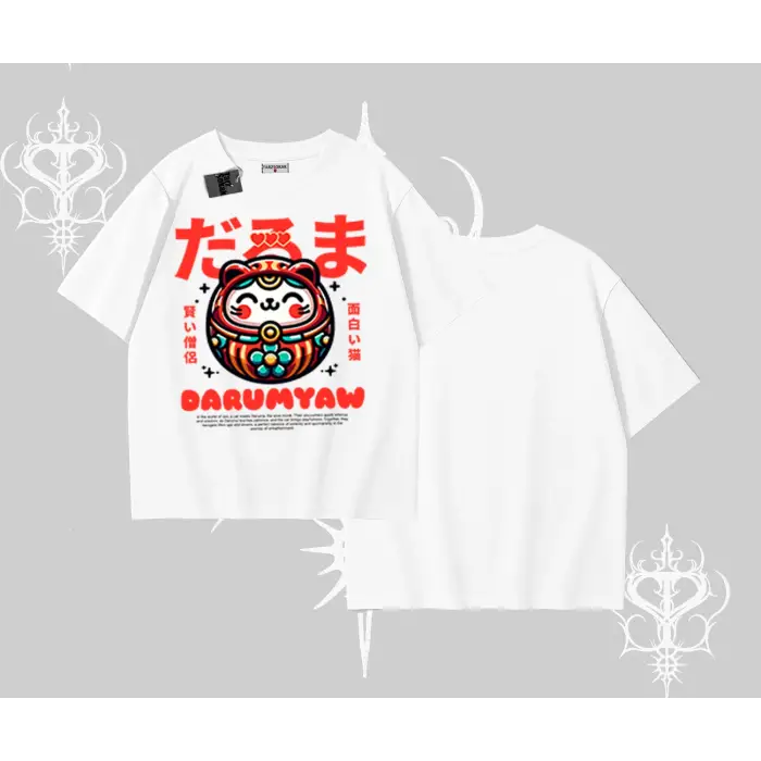 Oversize Tshirt Daruma Kedi Anime Baskılı