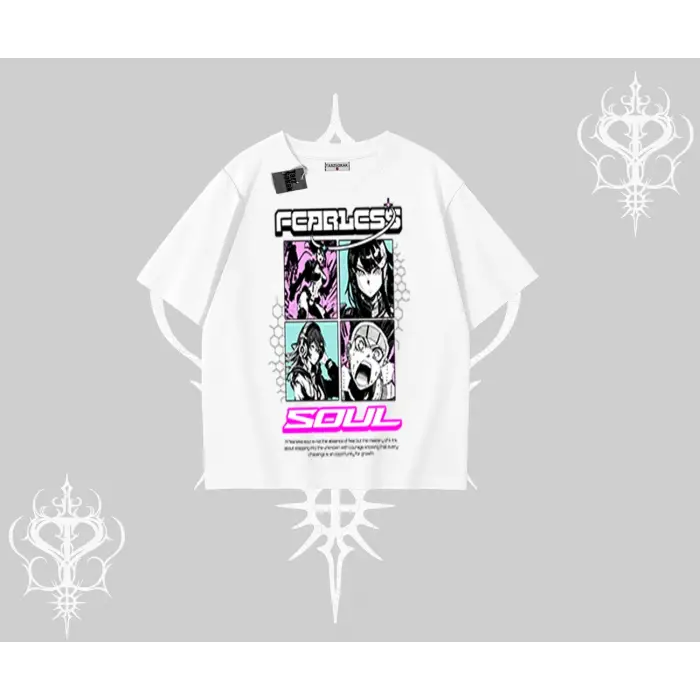 Oversize Tshirt Fearless Soul Anime Kolaj Baskılı