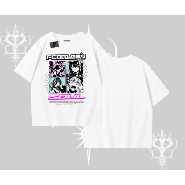 Oversize Tshirt Fearless Soul Anime Kolaj Baskılı