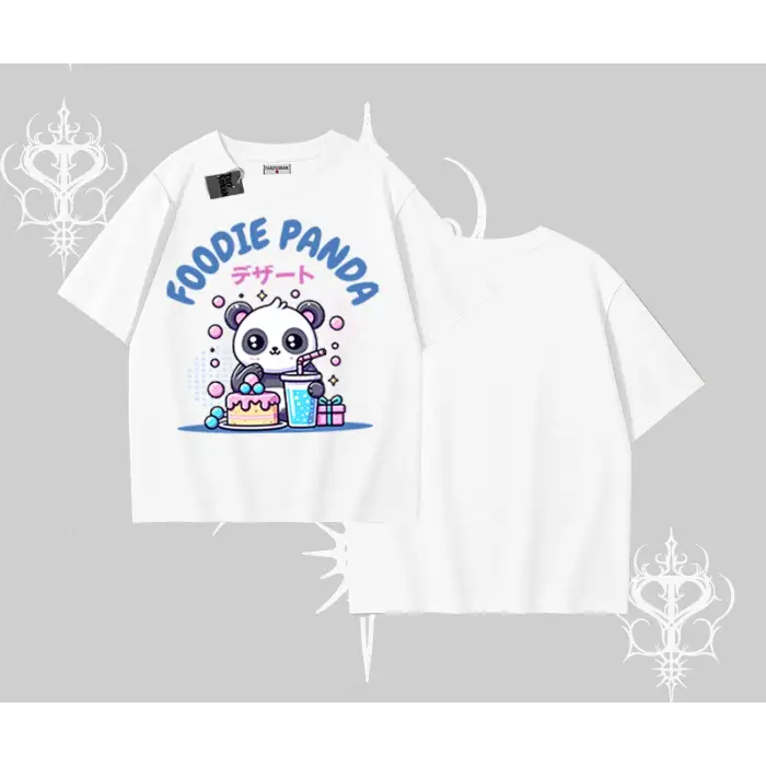Oversize Tshirt Foodie Panda Tatlı ve Sevimli Panda Baskılı