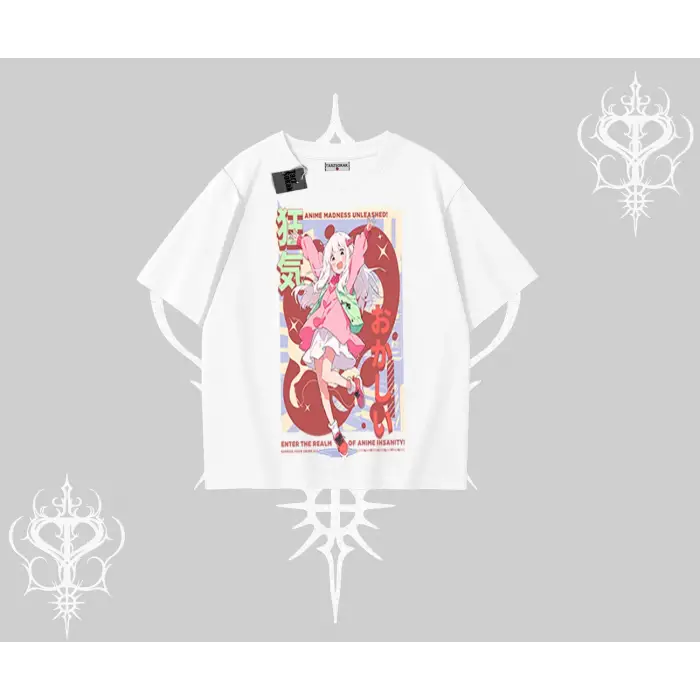 Oversize Tshirt Madness Unleashed Anime Girl Baskılı