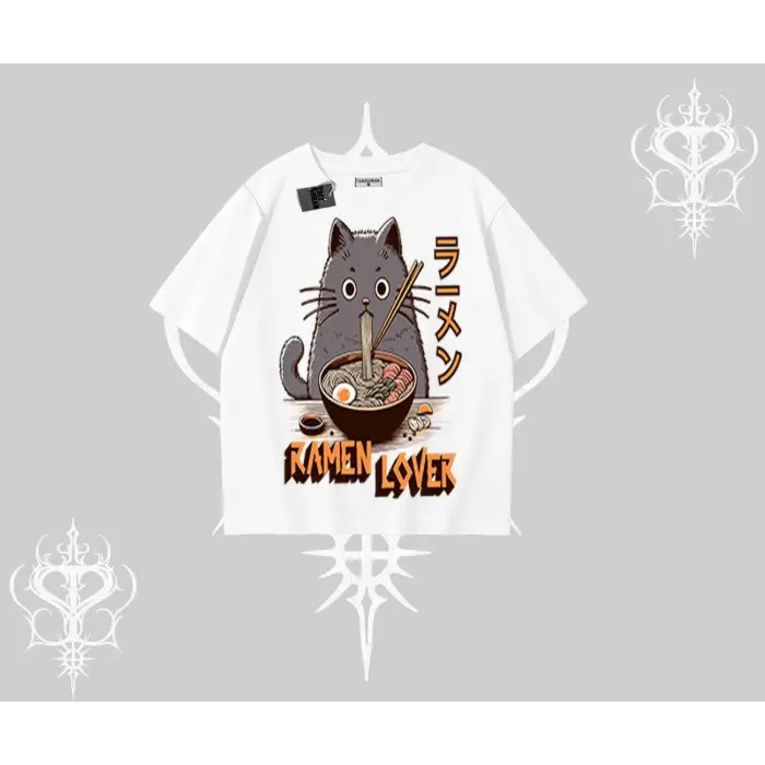 Oversize Tshirt Ramen Lover Kedi Anime Baskılı