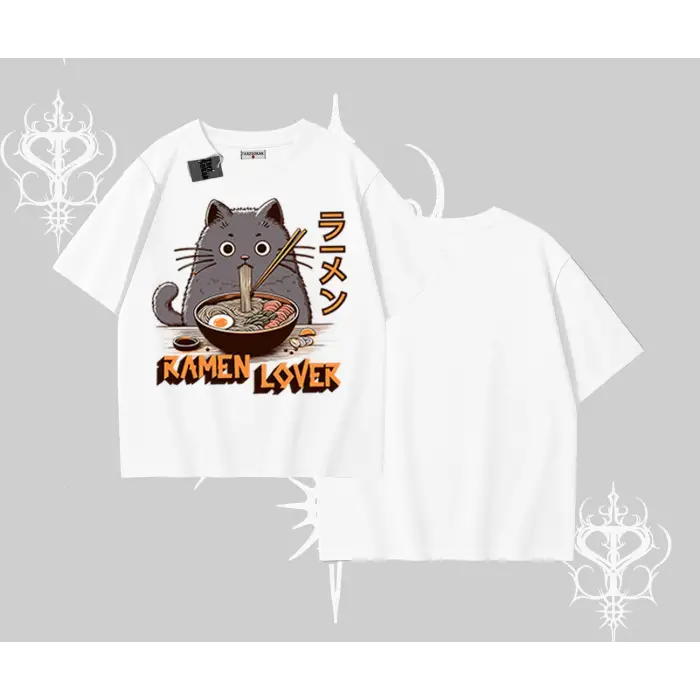 Oversize Tshirt Ramen Lover Kedi Anime Baskılı