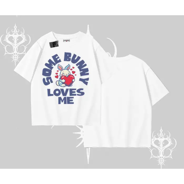 Oversize Tshirt Sevimli Tavşan Some Bunny Loves Me Baskılı