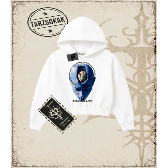 OVERTHINKING Kadın Crop Kapşonlu Sweatshirt