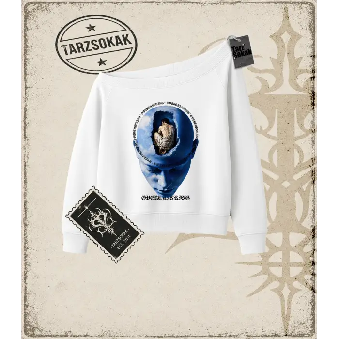 OVERTHINKING Kadın Kayık Yaka Sweatshirt