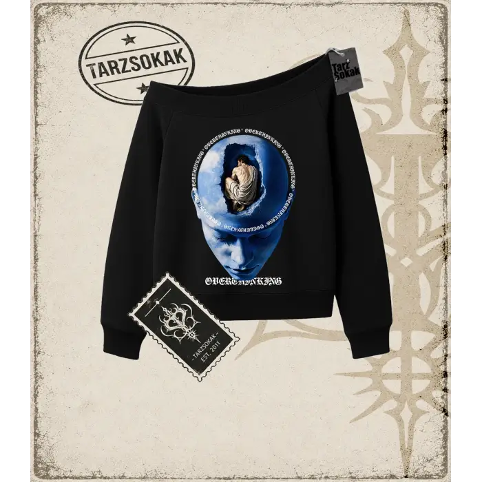 OVERTHINKING Kadın Kayık Yaka Sweatshirt