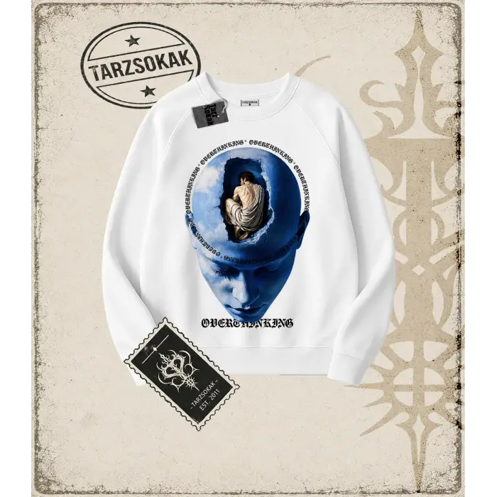 OVERTHINKING Oversize Unisex Bisiklet Yaka Sweatshirt