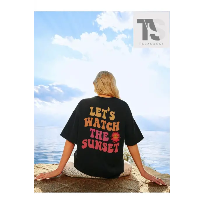 Palmiye Baskılı Sloganlı Kadın T-Shirt