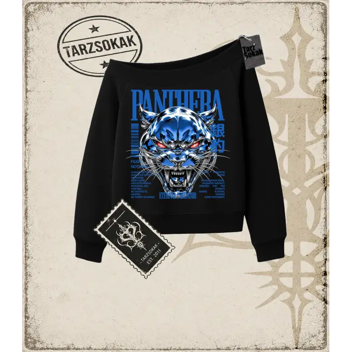 PANTHERA   Kadın Kayık Yaka Sweatshirt