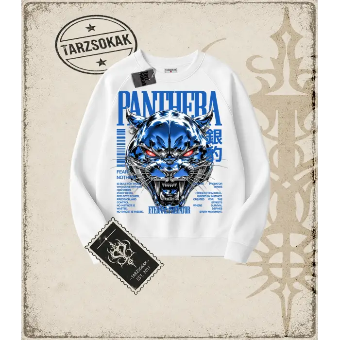 PANTHERA   Oversize Unisex Bisiklet Yaka Sweatshirt