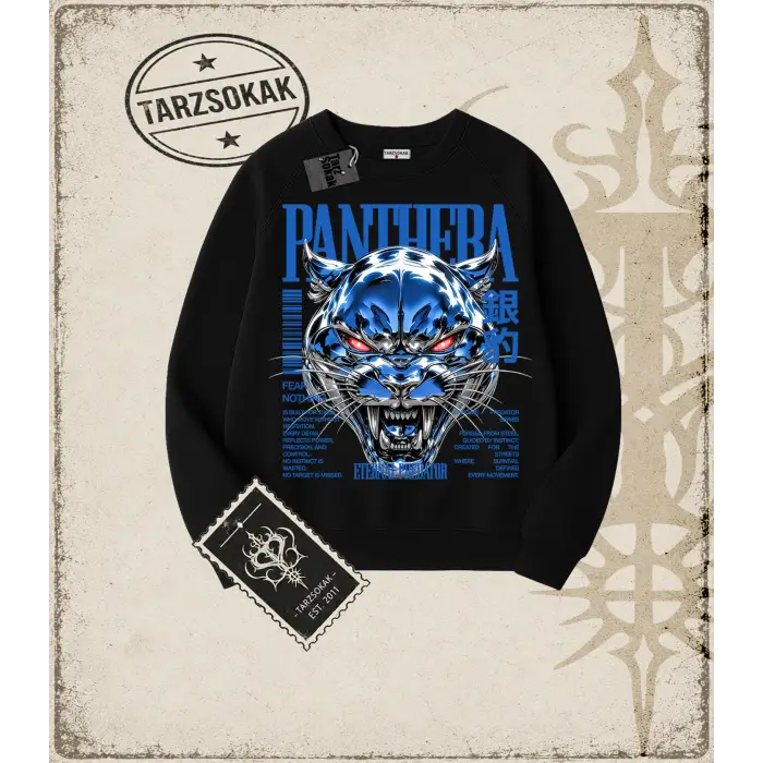 PANTHERA   Oversize Unisex Bisiklet Yaka Sweatshirt