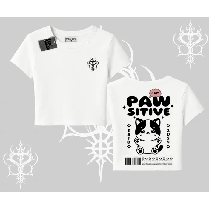 Paw Sitive Kedi Arka Baskılı Babby Tee Tshirt
