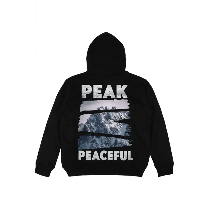 Peak Peace Siyah Oversize Unisex Kapüşonlu Sweatshirt Hoodie
