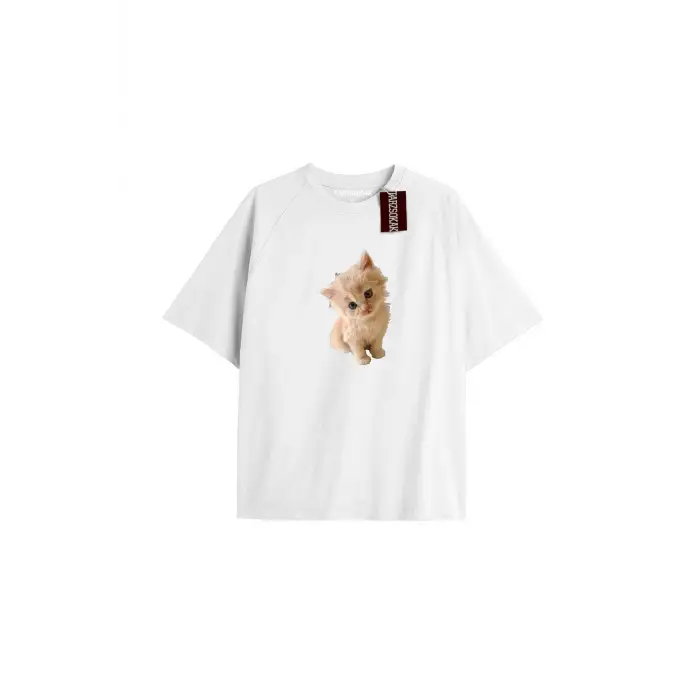 Penguen Baskılı Oversize Kalıp Unisex T-shirt