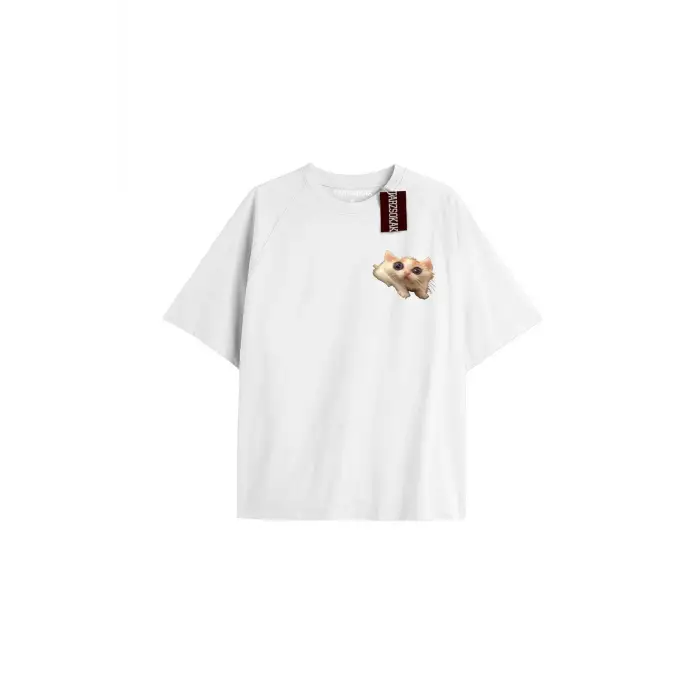 Penguen Baskılı Oversize Kalıp Unisex T-shirt