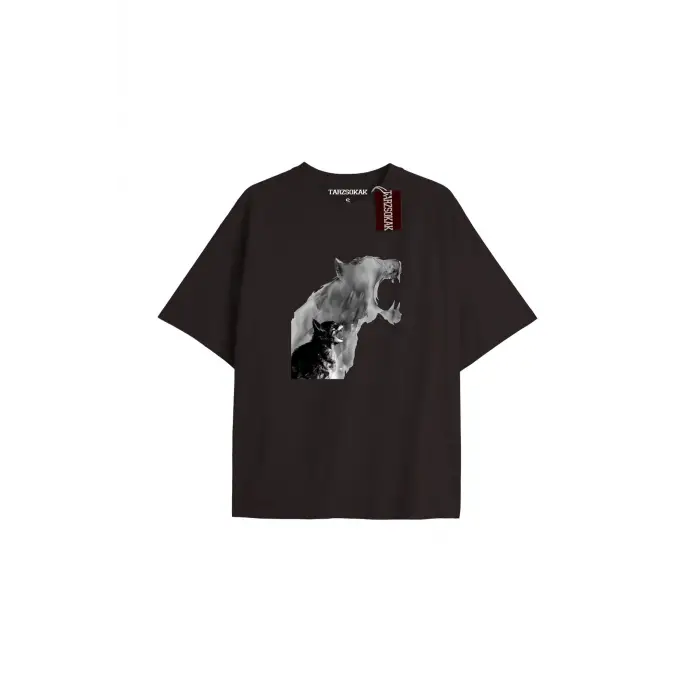 Penguen Baskılı Oversize Kalıp Unisex T-shirt